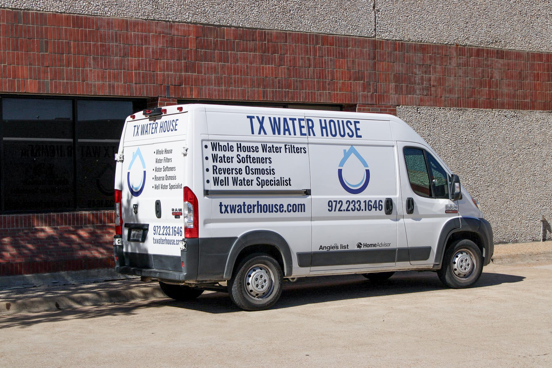 A white work van for Texas Water House.